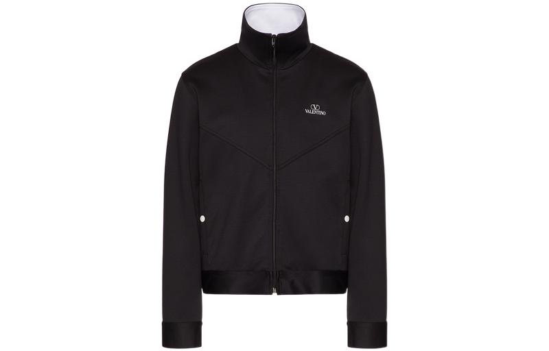 Valentino SS22  Black Zip-Up Hoodie with Letter Print 1V3MF22M8LM0NI