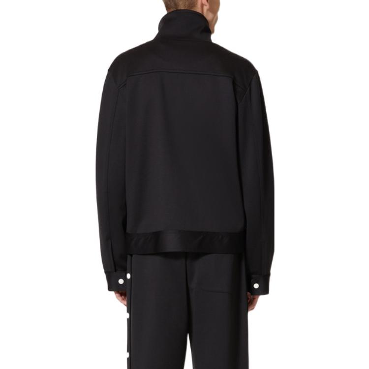 Shop Valentino SS22 黑色字母印花拉链连帽衫 1V3MF22M8LM0NI