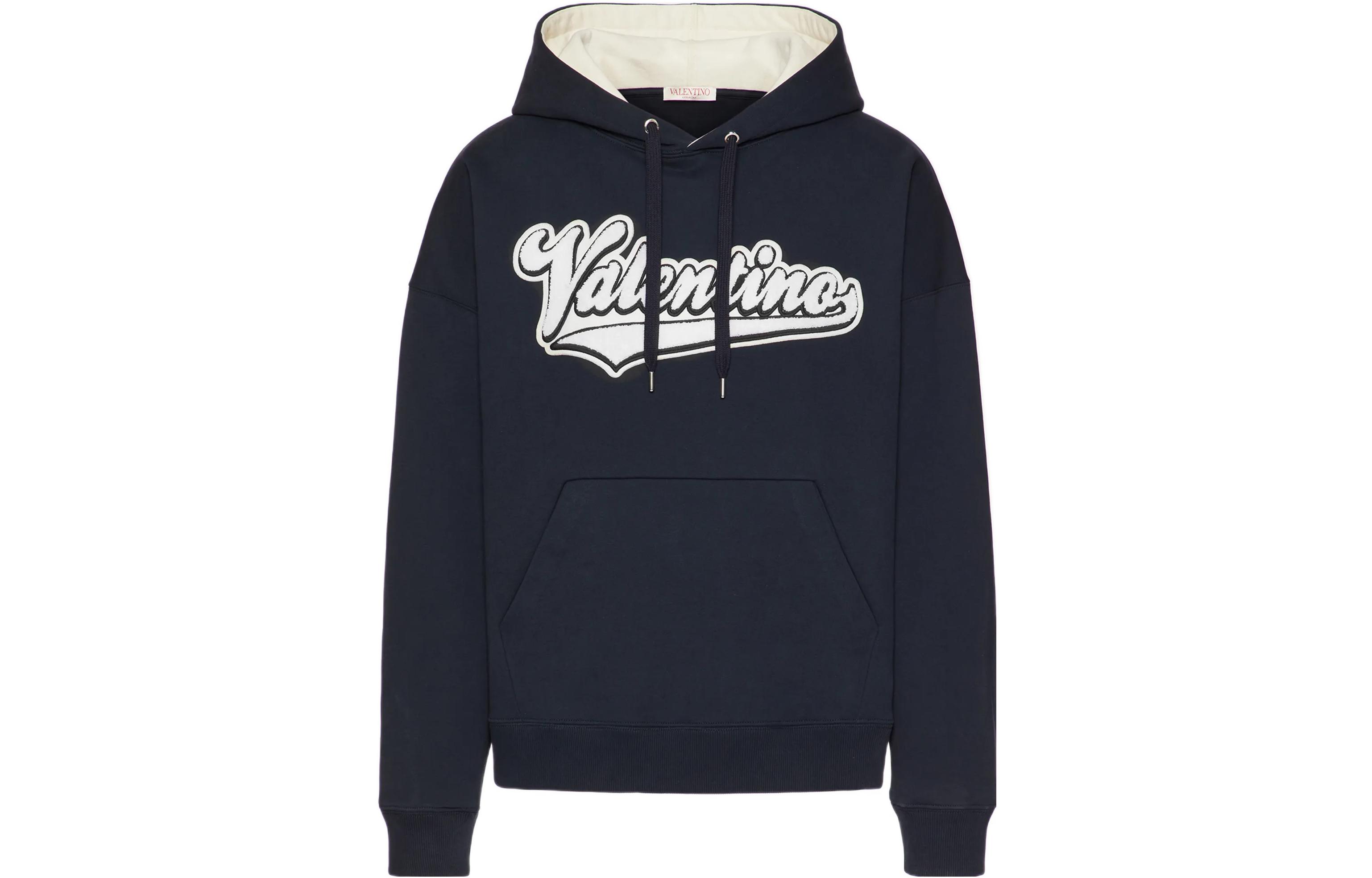 Valentino SS22  Blue Hoodie with Logo Letter Print. 1V3MF22W8Q6598