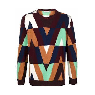 Valentino SS22 Logo Knit Wool Sweater Multicolor Crewneck Pullover. XV3KC19D854CR0