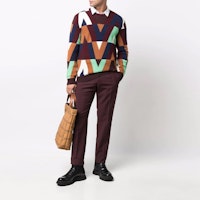 Valentino SS22 Logo Baju Sejuk Wool Rajut Multicolor Crewneck Pullover. XV3KC19D854CR0 Lookbook Valentino SS22 Logo Baju Sejuk Wool Rajut Multicolor Crewneck Pullover. XV3KC19D854CR0