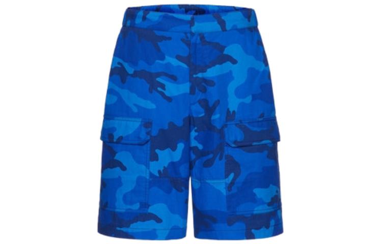 Order Valentino SS22  Mid-Rise Camo Shorts Blue 1V3RDC658JH7PR
