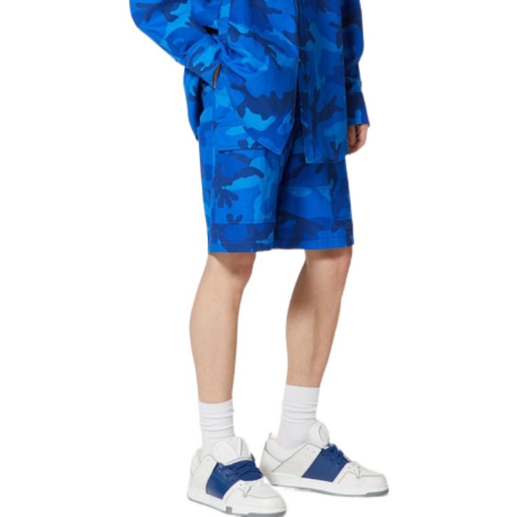 Purchase Valentino SS22  Mid-Rise Camo Shorts Blue 1V3RDC658JH7PR