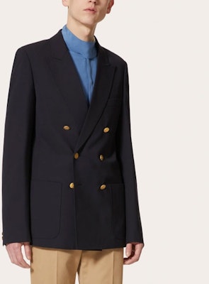 ヴァレンティノ SS22 ネイビーブルー ダブルブレスト ブレザージャケット 1V3CED956DP598 Shop ヴァレンティノ SS22 ネイビーブルー ダブルブレスト ブレザージャケット 1V3CED956DP598