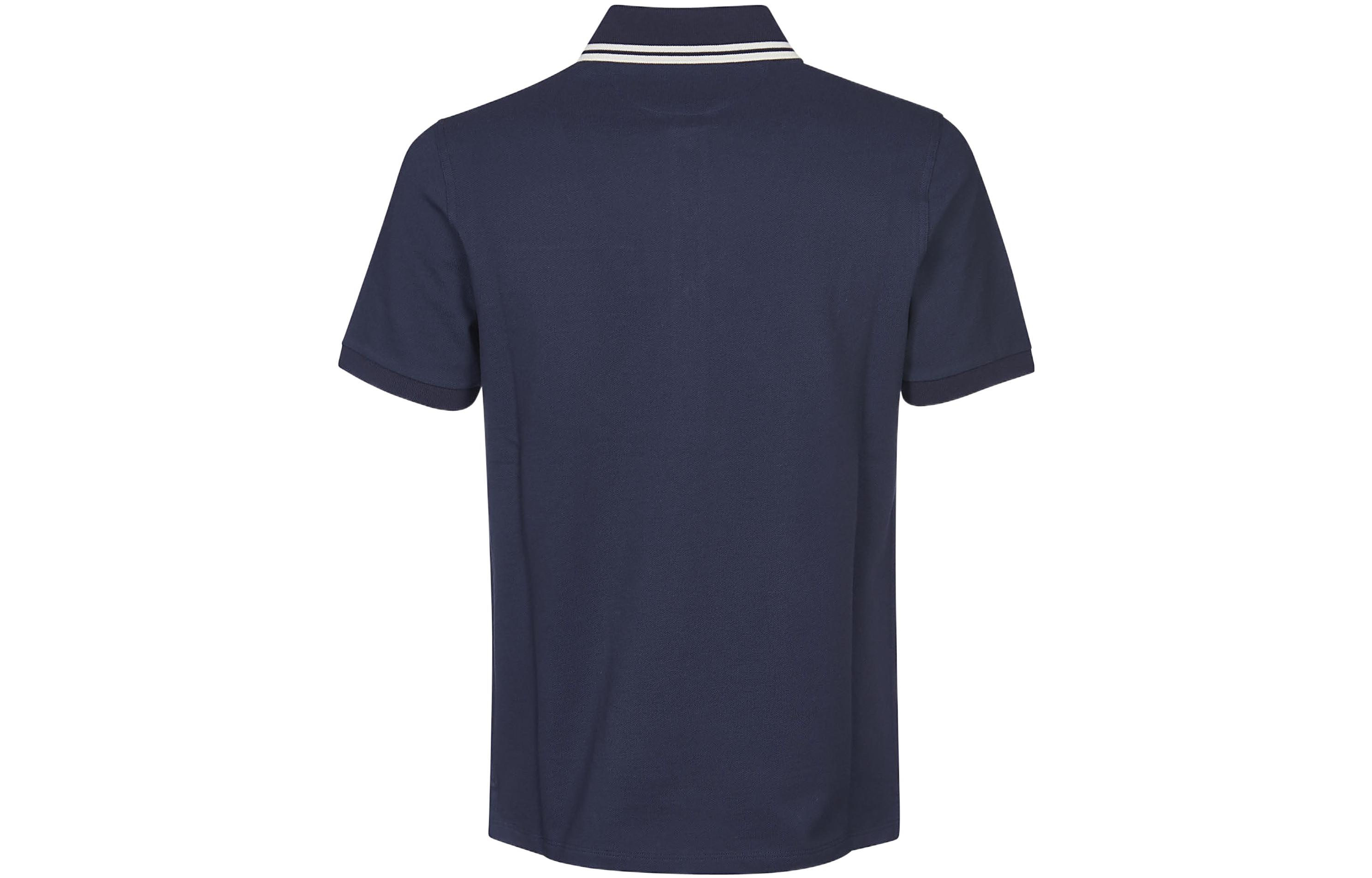 Lookbook Valentino SS22 Kaos Polo Lengan Pendek Navy Motif Huruf dengan Saku. XV3MH02I85U598