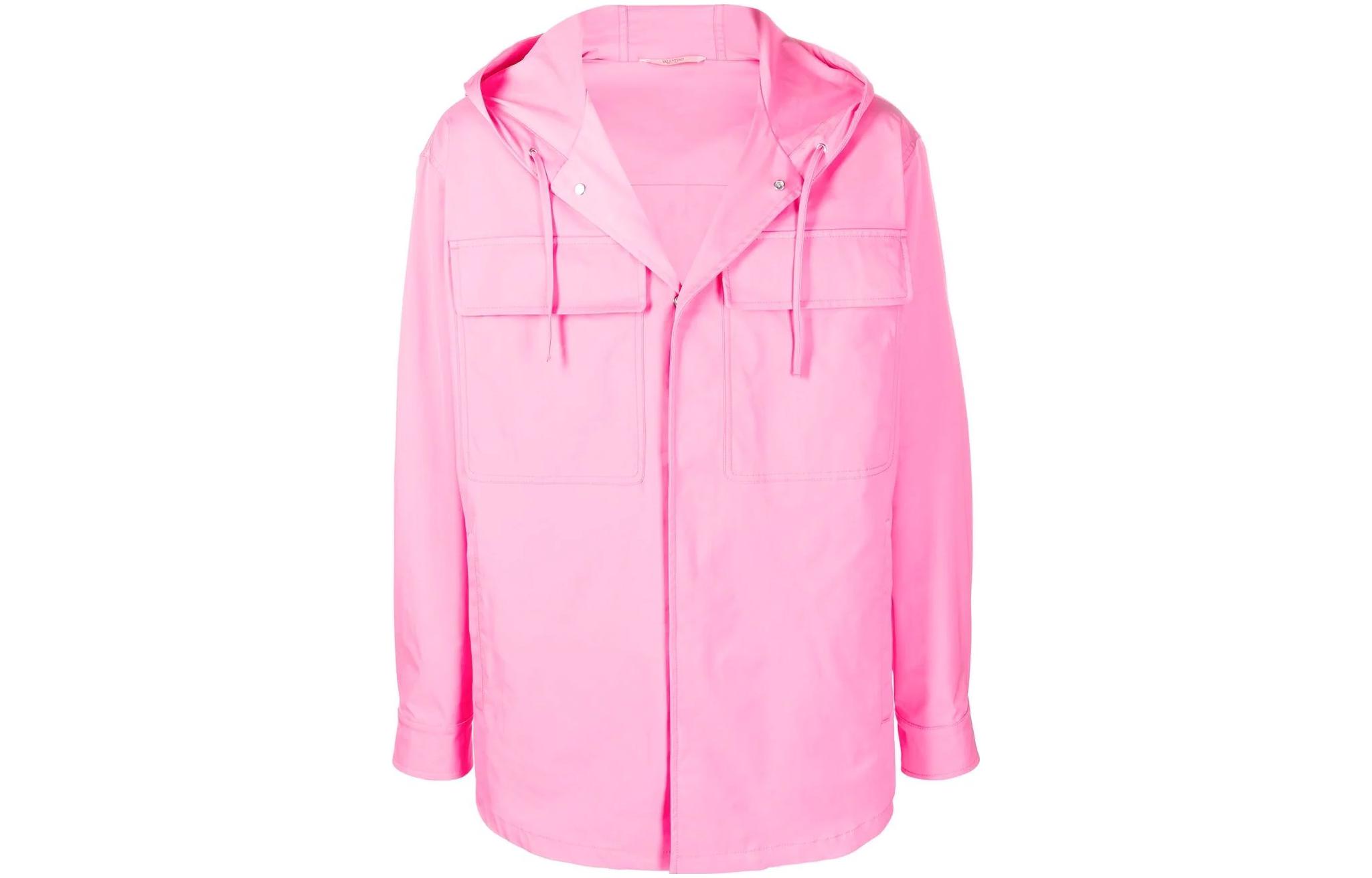 Valentino SS22  Pink Hooded Long Sleeve Jacket with Pocket Details VCJE265TYZB0