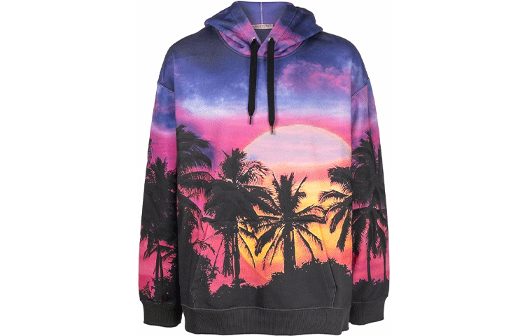 Order Valentino SS22  Purple Coconut Tree Graphic Hoodie. XV3MF18I850Z44