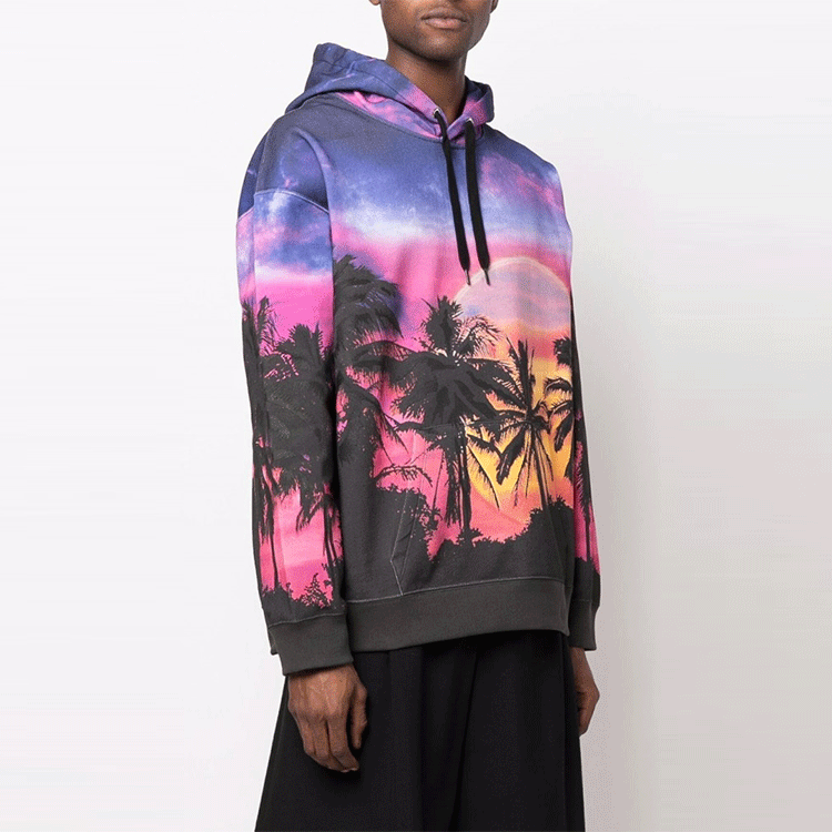Shop Valentino SS22  Purple Coconut Tree Graphic Hoodie. XV3MF18I850Z44