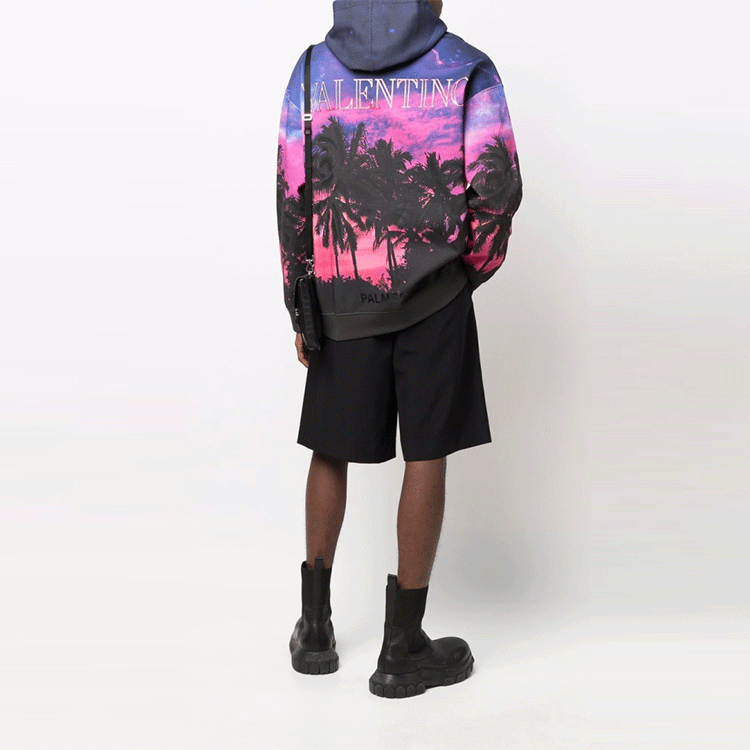 Purchase Valentino SS22  Purple Coconut Tree Graphic Hoodie. XV3MF18I850Z44