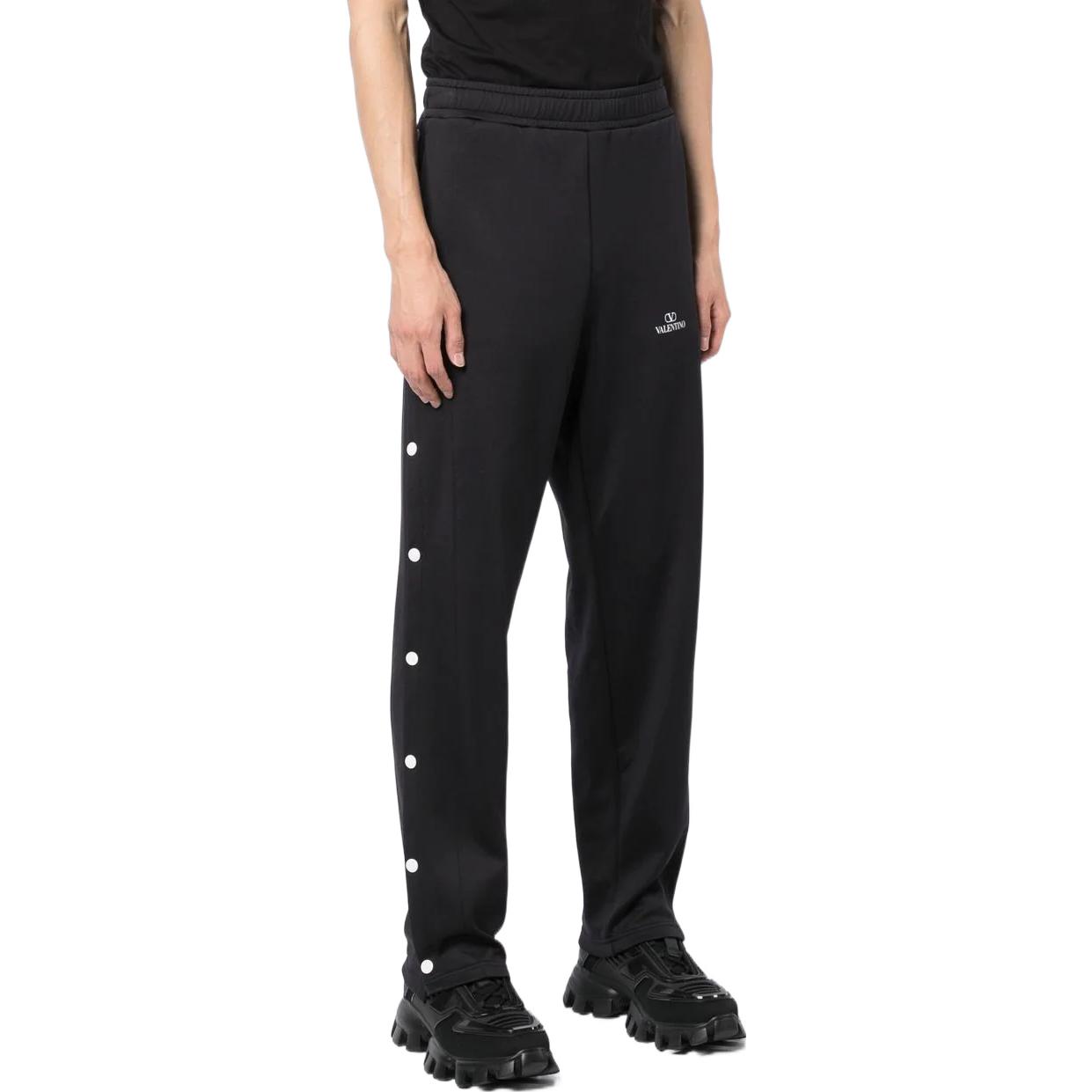 Shop Valentino SS22 Celana Track Straight-Leg Logo Print Side-Snap. VMD03N8LL0NI