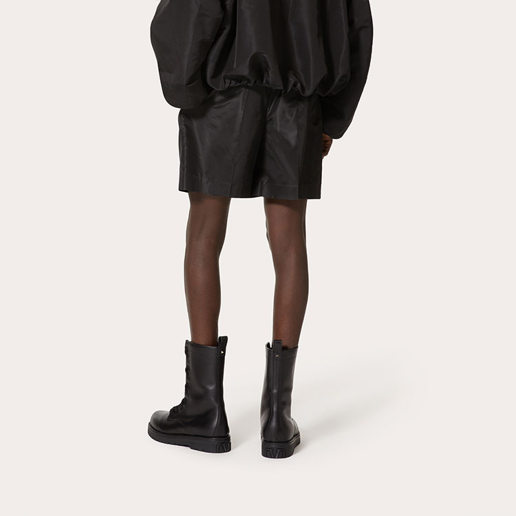 Shop Valentino SS22  Washed Taffeta Casual Shorts Black XV0RDC168E30NO