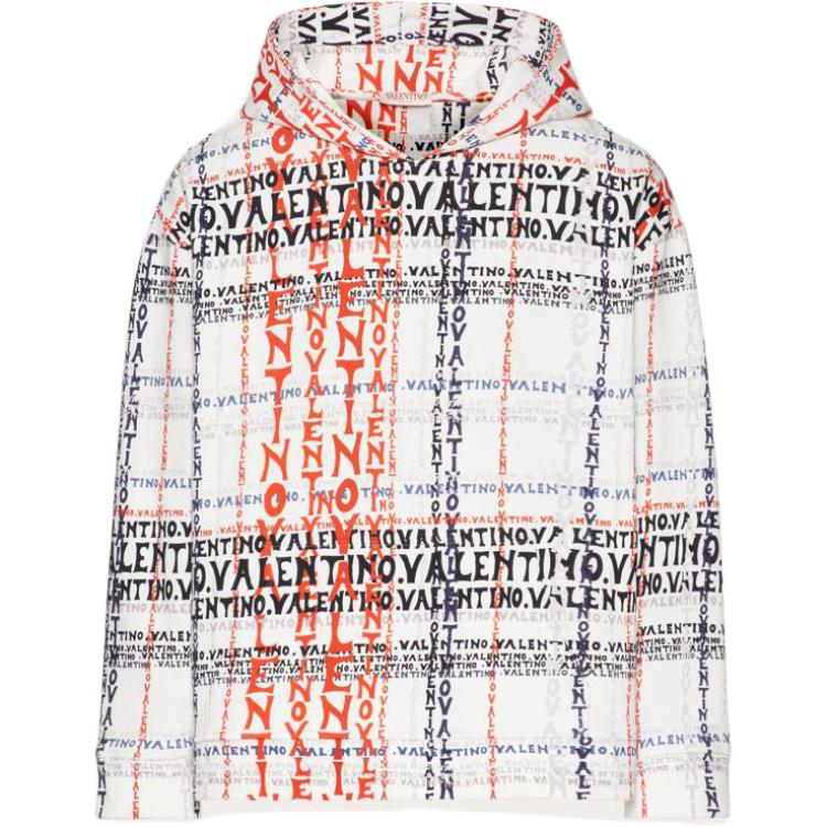 Valentino SS22 All-Over Letter Print White Sweatshirt 1V3MF18I8N76SE