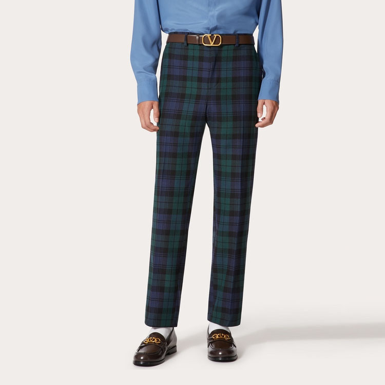 Lookbook Valentino SS22 Pantalones Casual de Cuadros Rectos para Hombre 1V3RBI608JSQB5