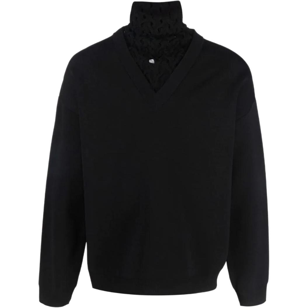 Valentino SS22 Black High Neck Woven Patchwork Sweatshirt VKC17Z7Y30NO