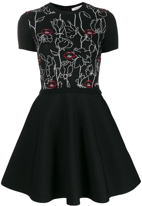valentino-ss-22-black-lip-embroidered-cinched-waist-short-sleeve-dress-sb-0-kda-474-yy-0-no