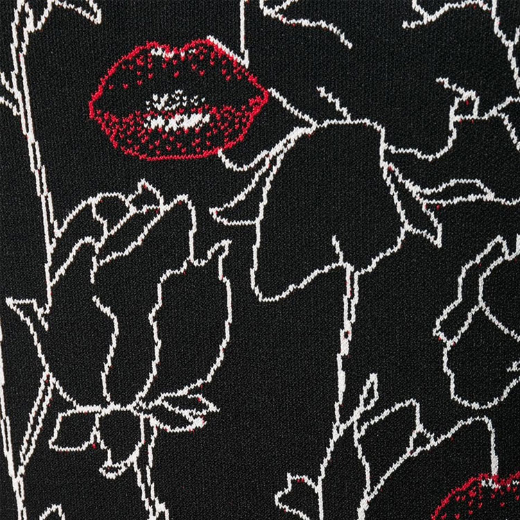 Details for Valentino SS22 黑色刺繡唇圖收腰短袖連身裙 SB0KDA474YY0NO