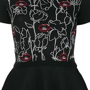 발렌티노 SS22 블랙 립 자수 웨이스트 셔링 반소매 드레스 SB0KDA474YY0NO Sizing 발렌티노 SS22 블랙 립 자수 웨이스트 셔링 반소매 드레스 SB0KDA474YY0NO