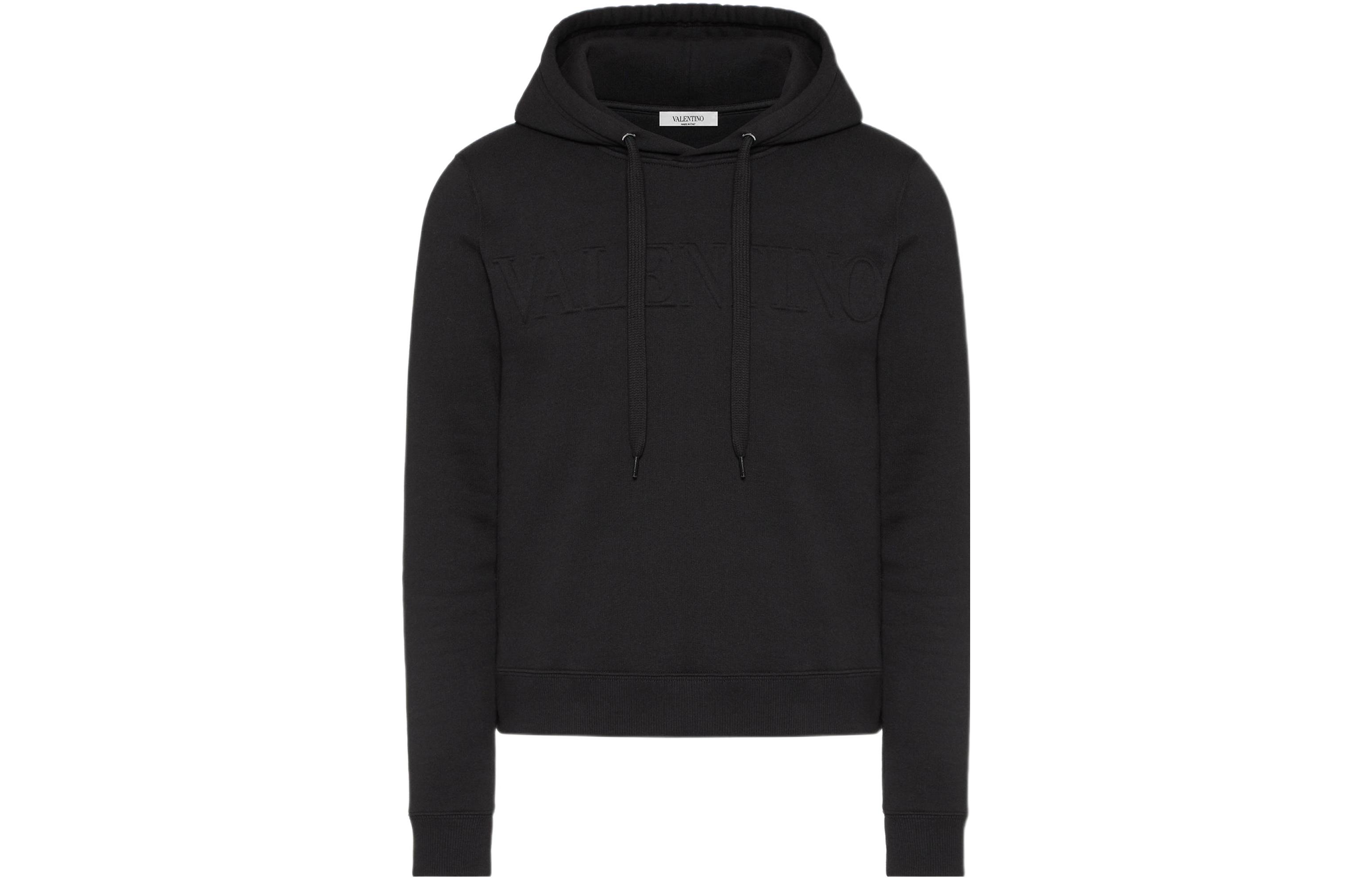 Valentino SS22 Black Logo Hoodie Pure Color XV3MF21D84D0NO