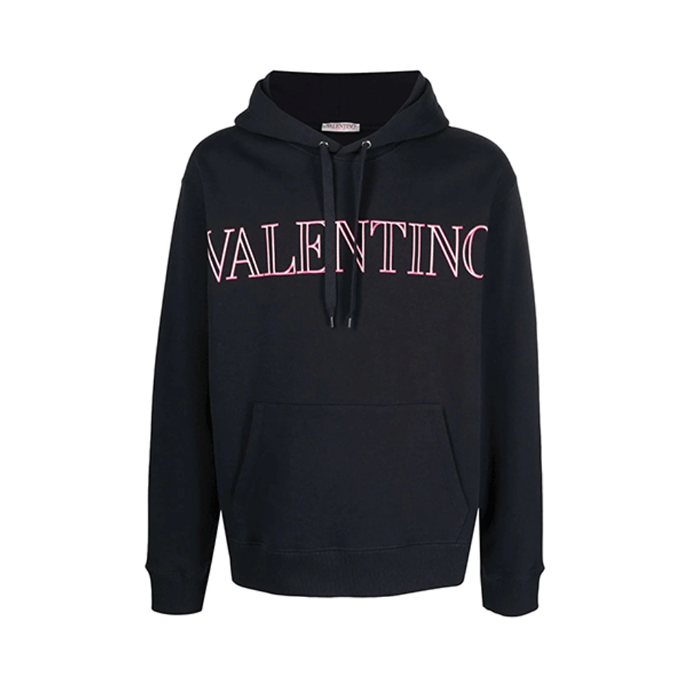Valentino SS22 Black Logo Print Hoodie VMF21K85LD98