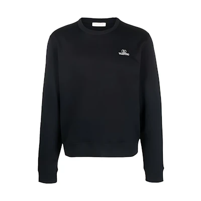 Valentino SS22 Black Long Sleeve Sweatshirt with Logo Print for Men VMF23D8NW0NO