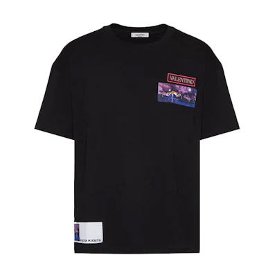 Valentino SS22 Black Printed Crewneck T-Shirt XV3MG11H8610NO
