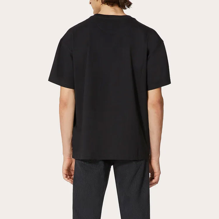 Shop Valentino SS22 Baju-T Hitam Cetakan Crewneck XV3MG11H8610NO