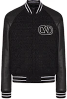 Valentino SS22 Black Short Tweed Bicolor Leather Logo Jacket XV3NAA558050NO Valentino SS22 Black Short Tweed Bicolor Leather Logo Jacket XV3NAA558050NO