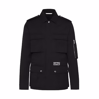 Valentino SS22 Black Solid Zip-Up Jacket with Turn-Down Collar UV3CJC676E80NO