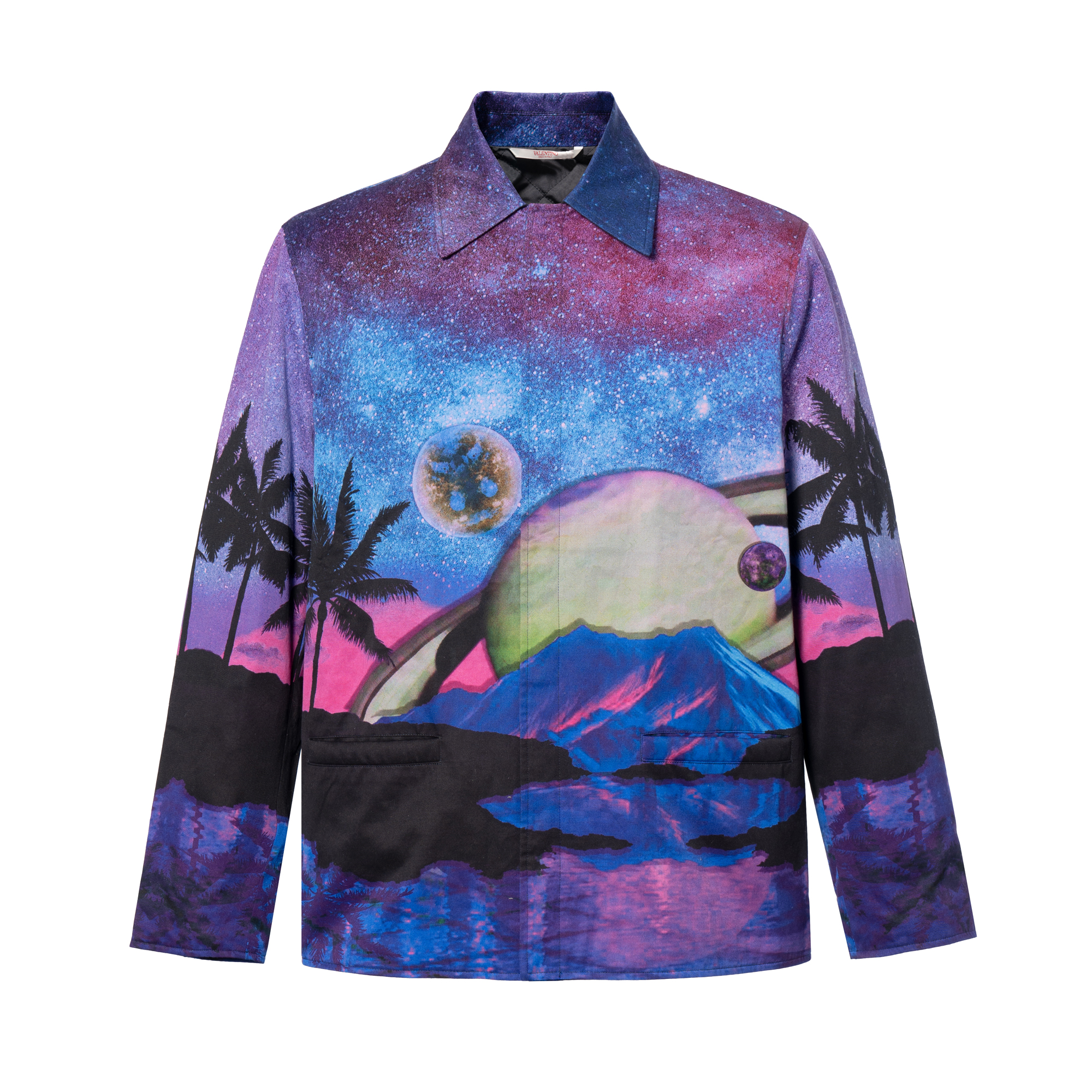 Valentino SS22 Blue Water Sky Print Cotton Long Sleeve Jacket for Men XV3CJH2781CW33