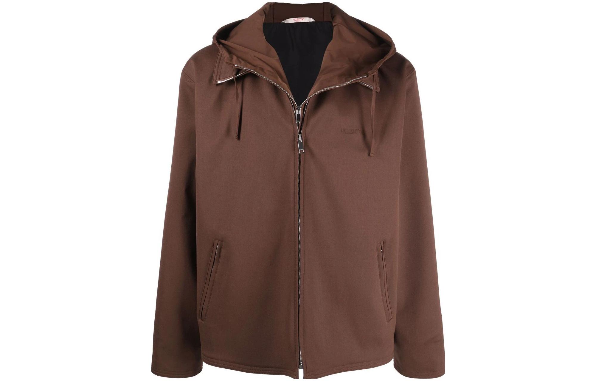 Valentino SS22 Brown Solid Color Hooded Jacket VCJG7080DK29