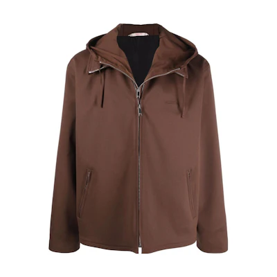 Valentino SS22 Brown Solid Color Hooded Jacket VCJG7080DK29