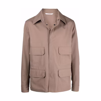 Valentino SS22 Brown Solid Single-Breasted Shirt Jacket VCIK70809F06
