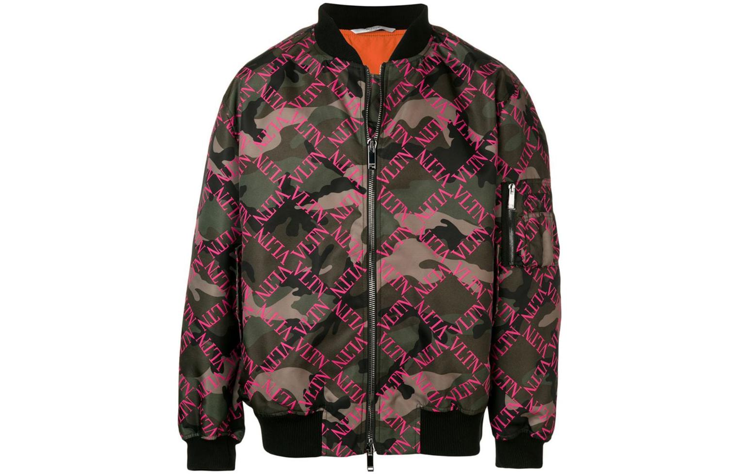 Valentino SS22 Camo Letter Print Zip-Up Jacket Multicolor Mens VCIE06VFIUN0