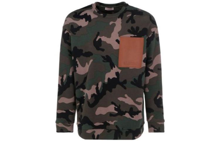 Valentino SS22 Camouflage Pullover Sweatshirt Military Green XV3MF18W83RF00