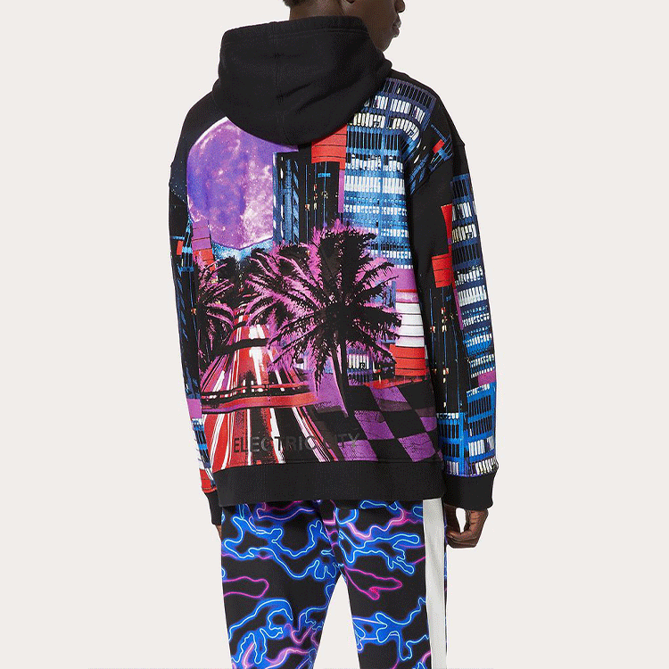 Purchase 발렌티노 SS22 일렉트릭 시티 그래픽 후디 블랙. XV3MF18I85DZ47