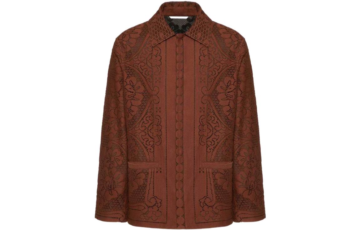 Valentino SS22 Embossed Lace Jacket Brown XV3CJH2788DC30