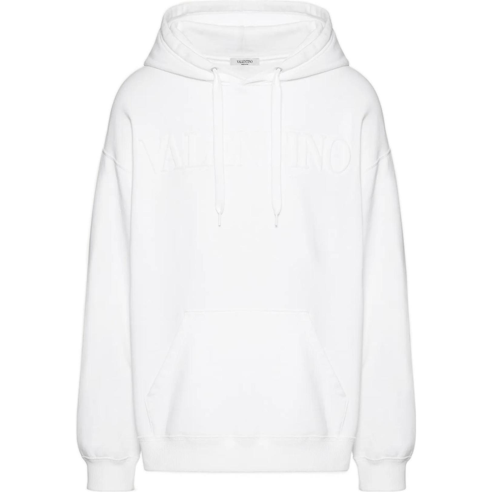 Valentino SS22 Embossed Logo Sweatshirt White XV3MF18Y84E0BO