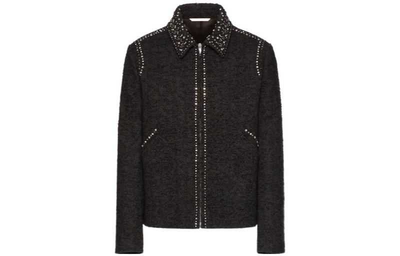 Valentino SS22 Embroidered Tweed Jacket Black 1V3CIF968LKQ10