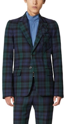 Valentino SS22 绿色花卉刺绣格纹西装外套 1V3CEE108JSQB5 Shop Valentino SS22 绿色花卉刺绣格纹西装外套 1V3CEE108JSQB5