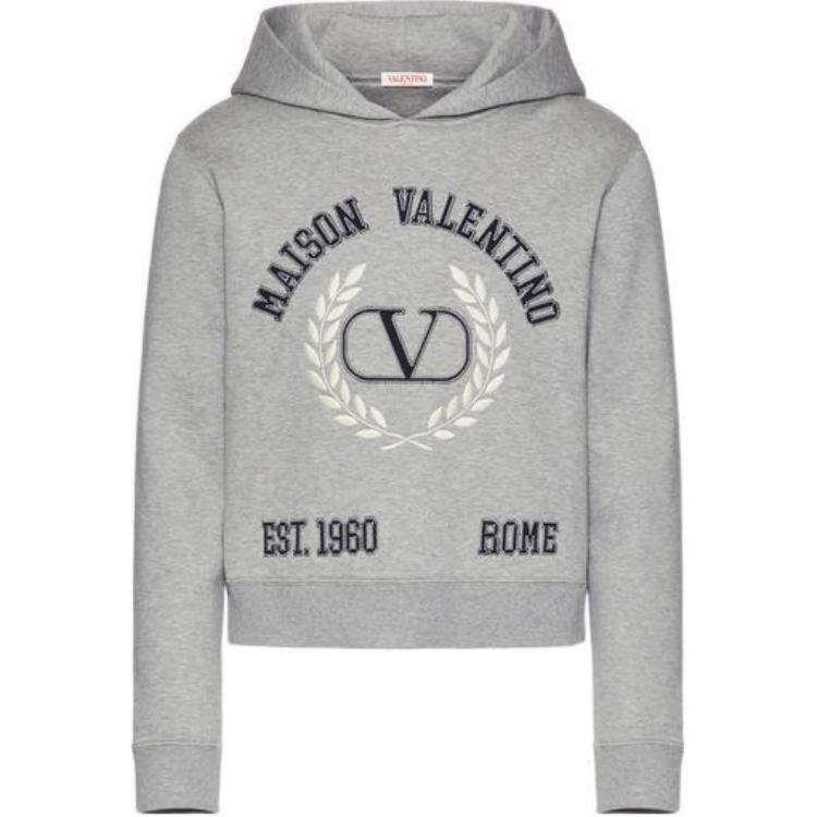 Valentino SS22 Grey Sweatshirt with Letter Embroidery Pattern 1V3MF22U8MG0F3
