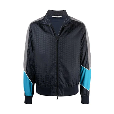 Valentino SS22 Interwoven Monogram Colorblock Track Jacket Navy Blue VCIA337GQ