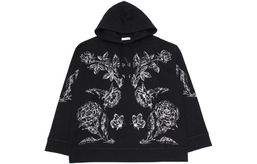 Valentino SS22 Irregular All-Over Print Pullover Hoodie Black WV3MF18I7LHL48