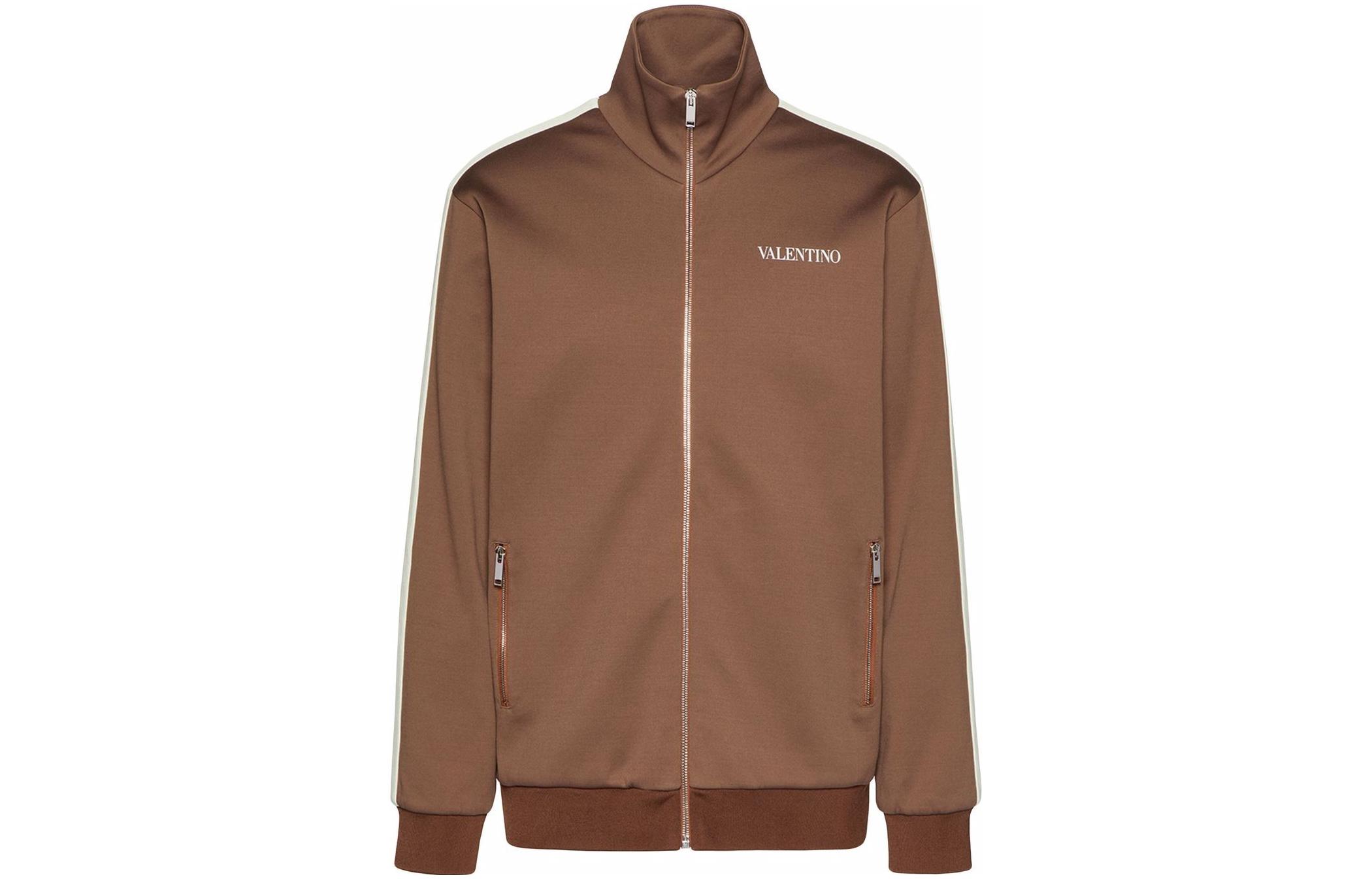 Valentino SS22 Logo Print Colorblock Jacket Brown For Men VMF21I8GM7LU