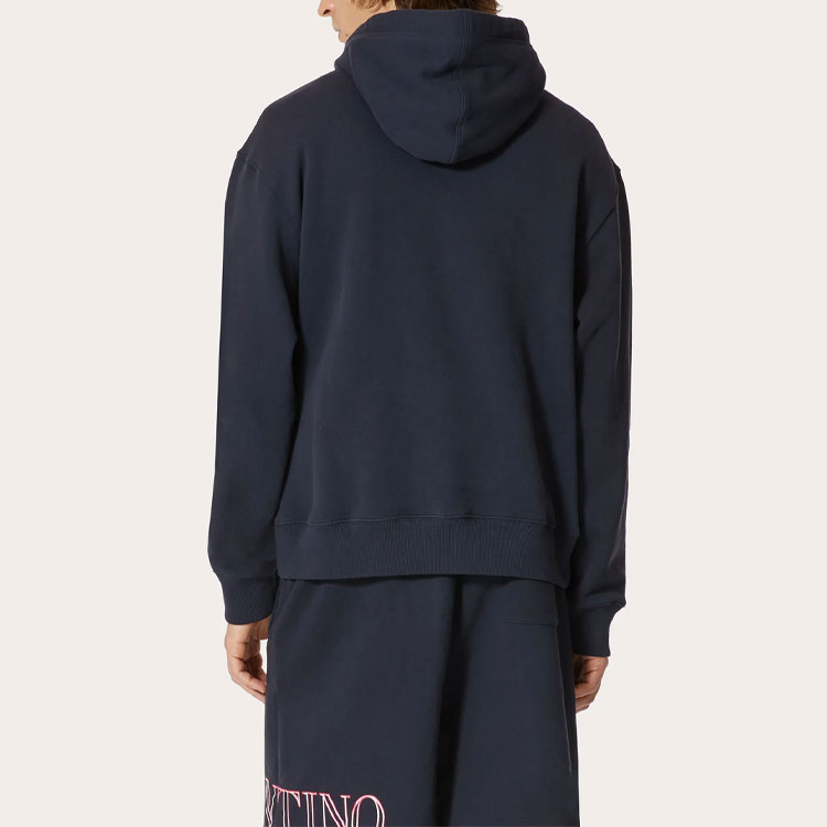 Purchase Valentino 男士SS22海軍藍標誌印花棉質連帽衫 XV3MF21K85LD98