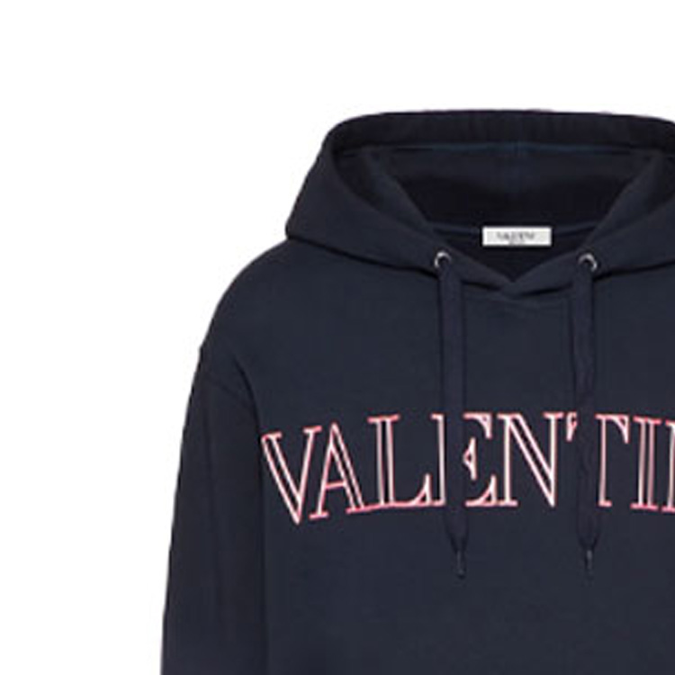Sizing Valentino 男士SS22海軍藍標誌印花棉質連帽衫 XV3MF21K85LD98