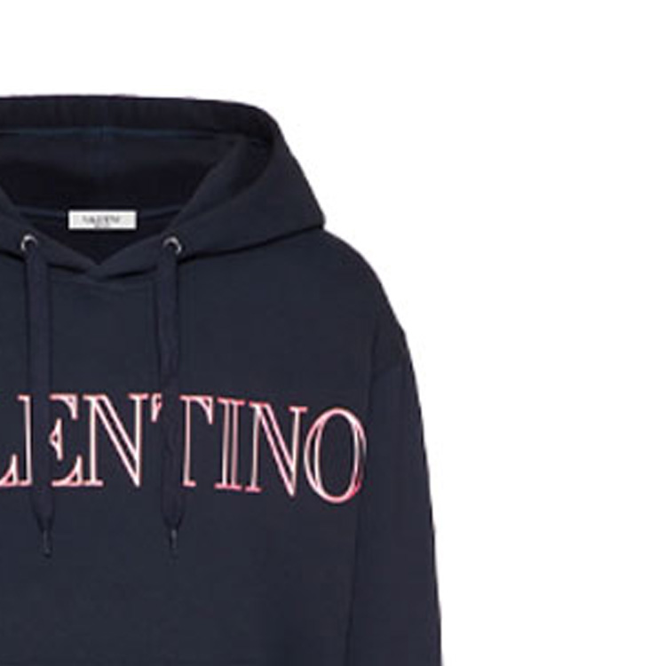 Cheap Valentino 男士SS22海軍藍標誌印花棉質連帽衫 XV3MF21K85LD98