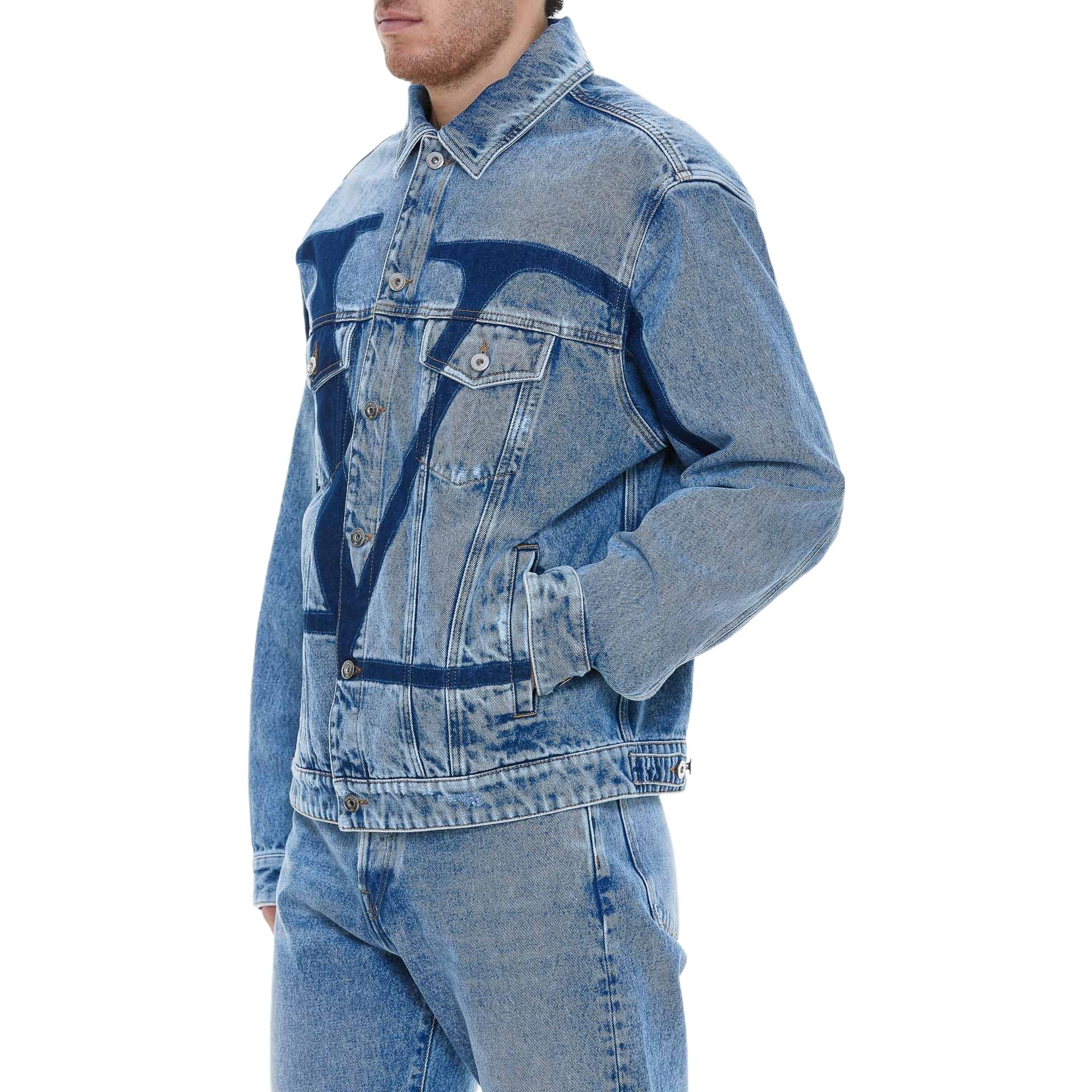 Sizing 华伦天奴SS22标志印花蓝色牛仔夹克长袖时尚外套. DC02G847558