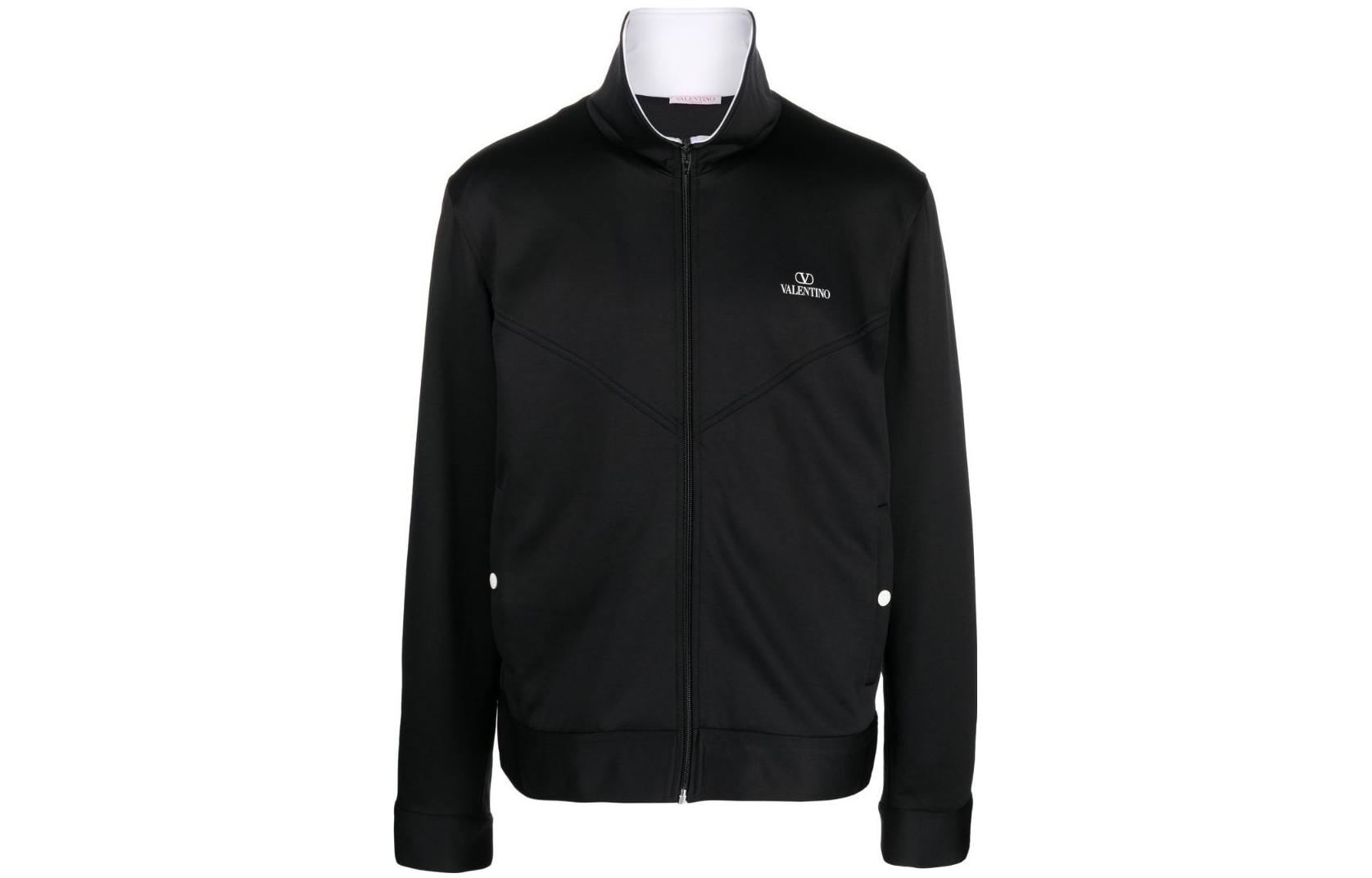 Valentino SS22 Logo Print Zip-Up Jacket Black VMF22M8LM0NI