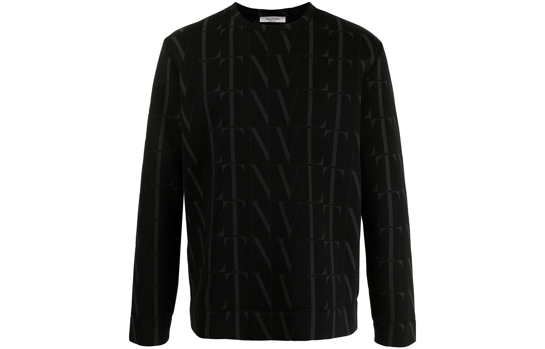 Valentino SS22 Monogram Pullover Sweatshirt Black VMF04S6WGN01