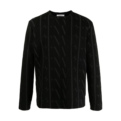 Valentino SS22 Monogram Pullover Sweatshirt Black VMF04S6WGN01